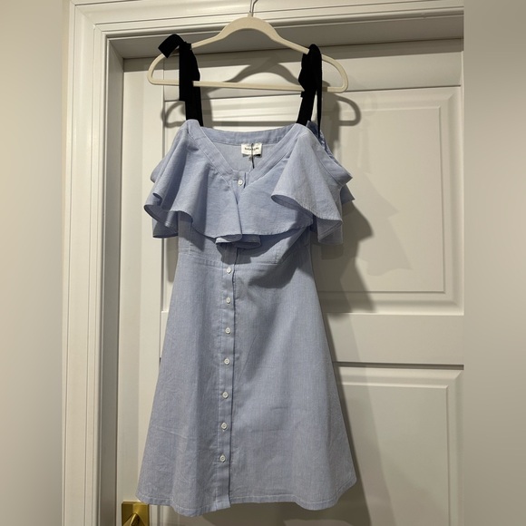 NWT Beautiful and feminine A-Line Sugar+Lips Light Blue Off-Shoulder Dress Sz S - Picture 6 of 16